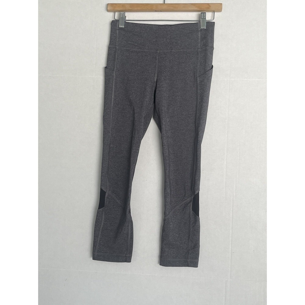 Lululemon Women's 4 Pace Rival Crop 23" Heathered Black Running Leggings Stretch